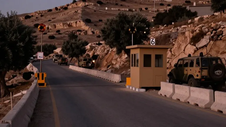 Illustration for: West Bank Blockades Begin Ahead of Vote